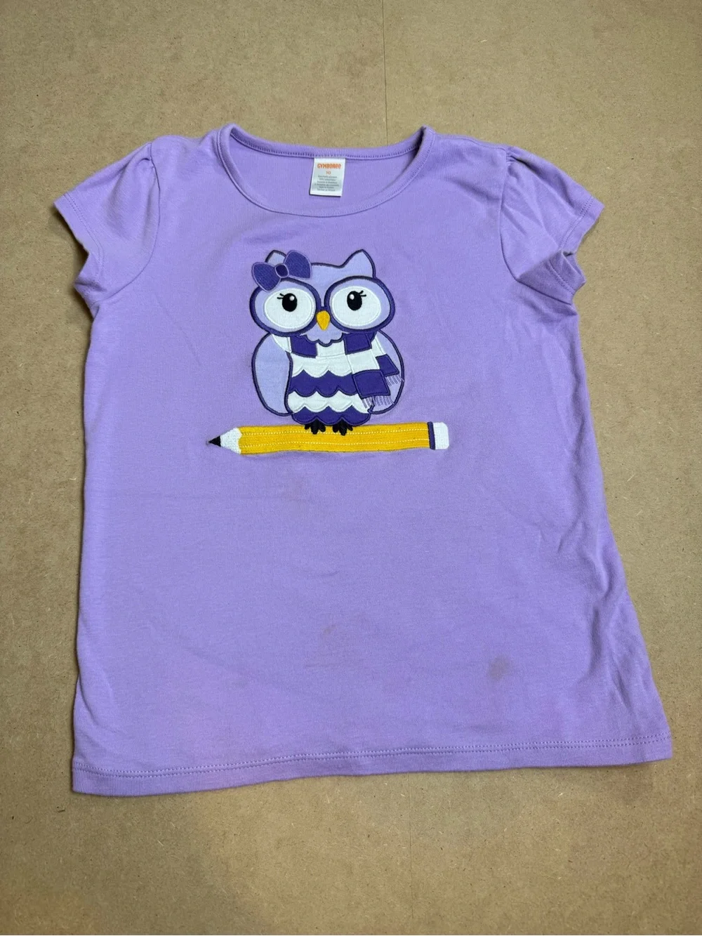 Gymboree Girls Size 10 Purple Owl Pencil Graphic T-Shirt School Top